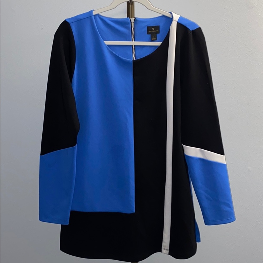 Black and Blue color block Top